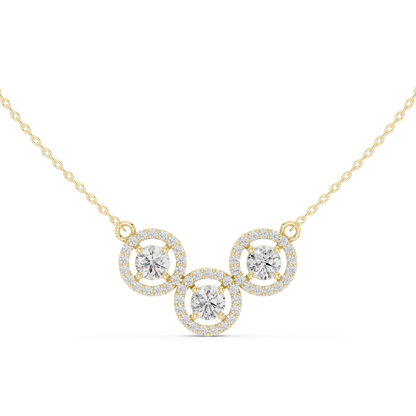 Three-Stone Circular Halo Mangalsutra