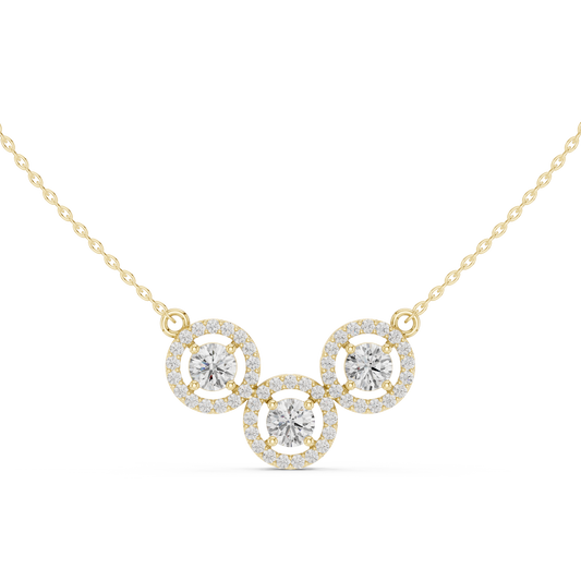 Three-Stone Circular Halo Mangalsutra
