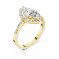 Marquise Diamond Solitaire Halo Ring with Micro-Pavé Shank