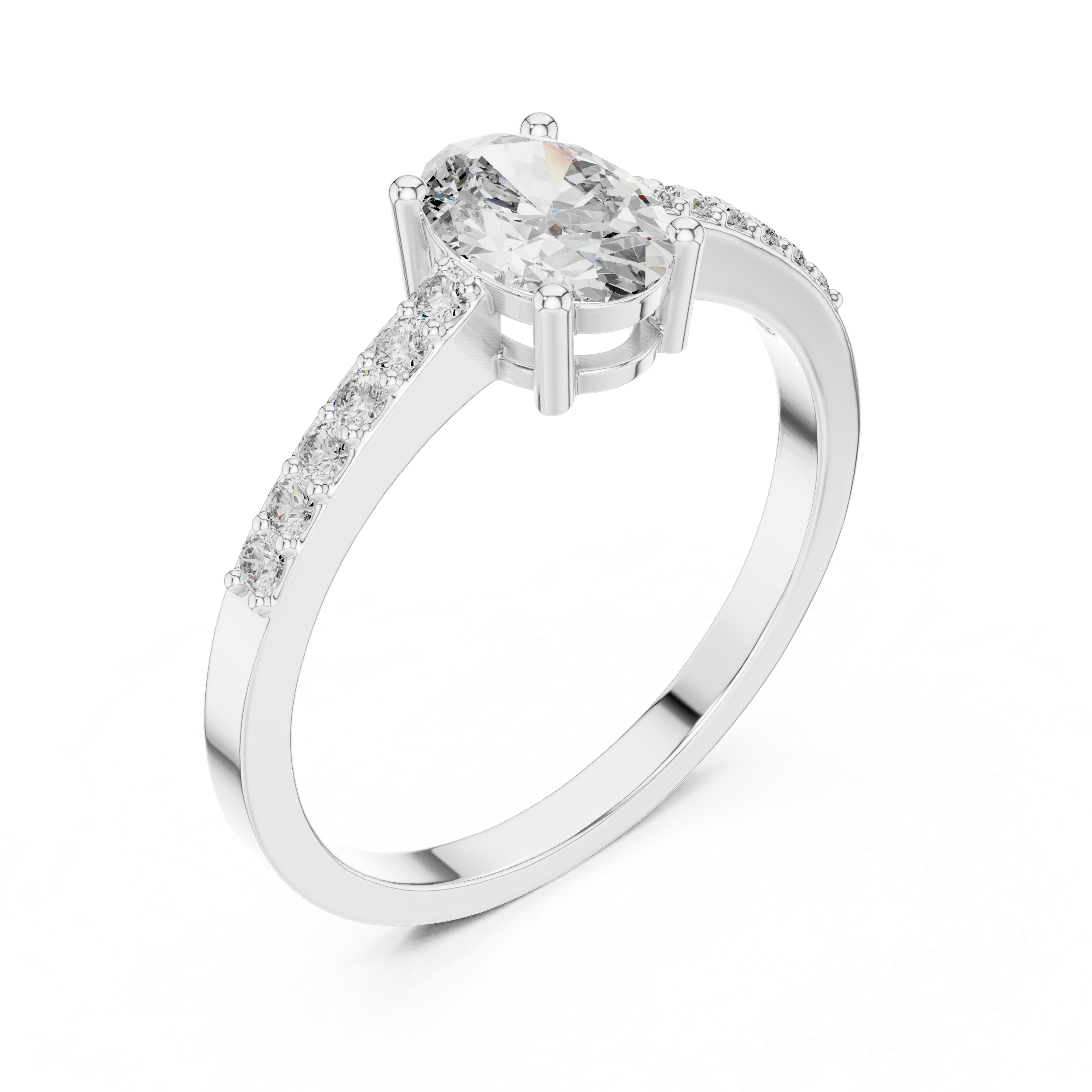Classic Oval Cut Pavé Engagement Ring