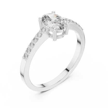 Classic Oval Cut Pavé Engagement Ring