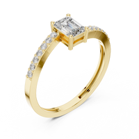 Emerald Cut Diamond Solitaire Ring with Pavé Shank