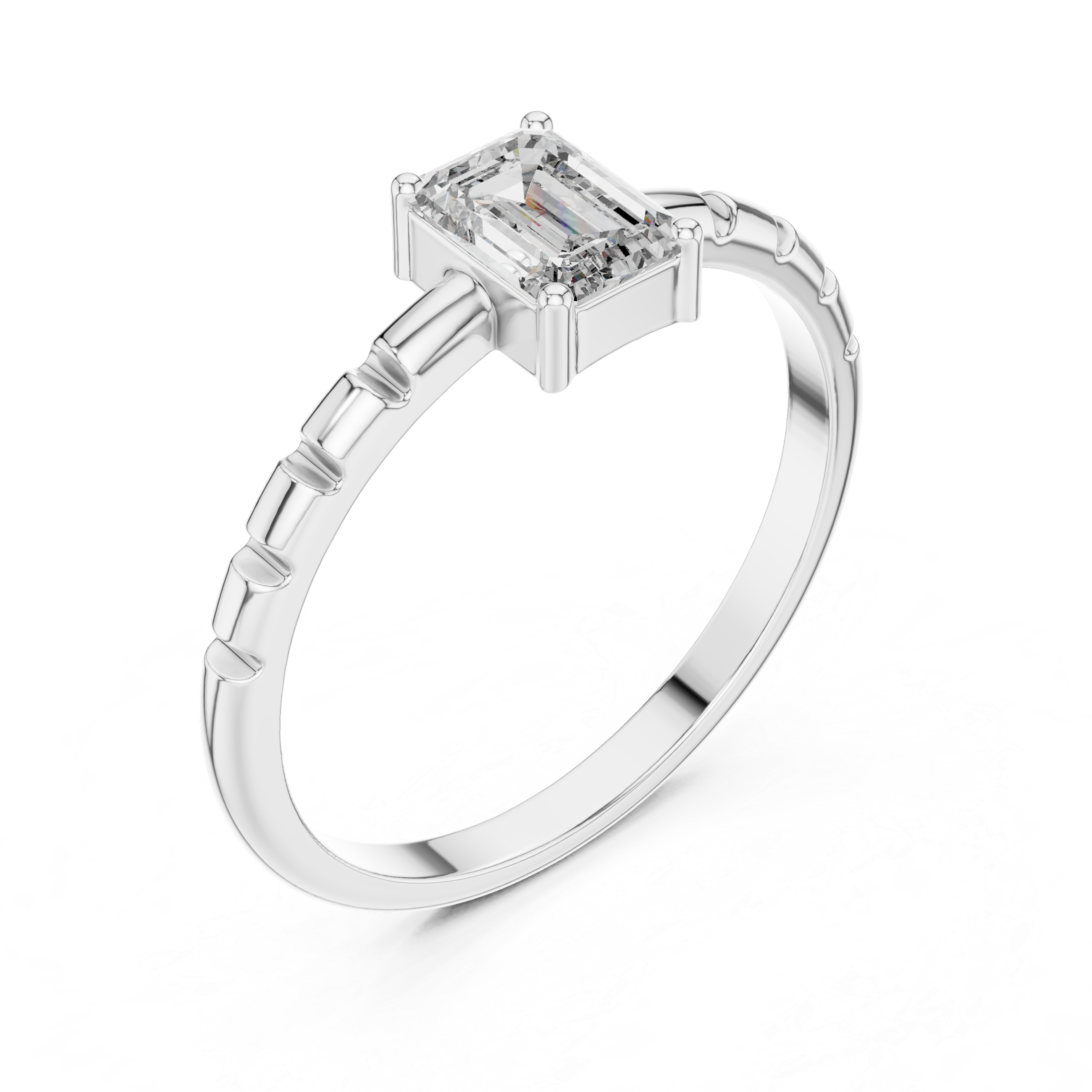 Architectural Emerald Cut Diamond Ring