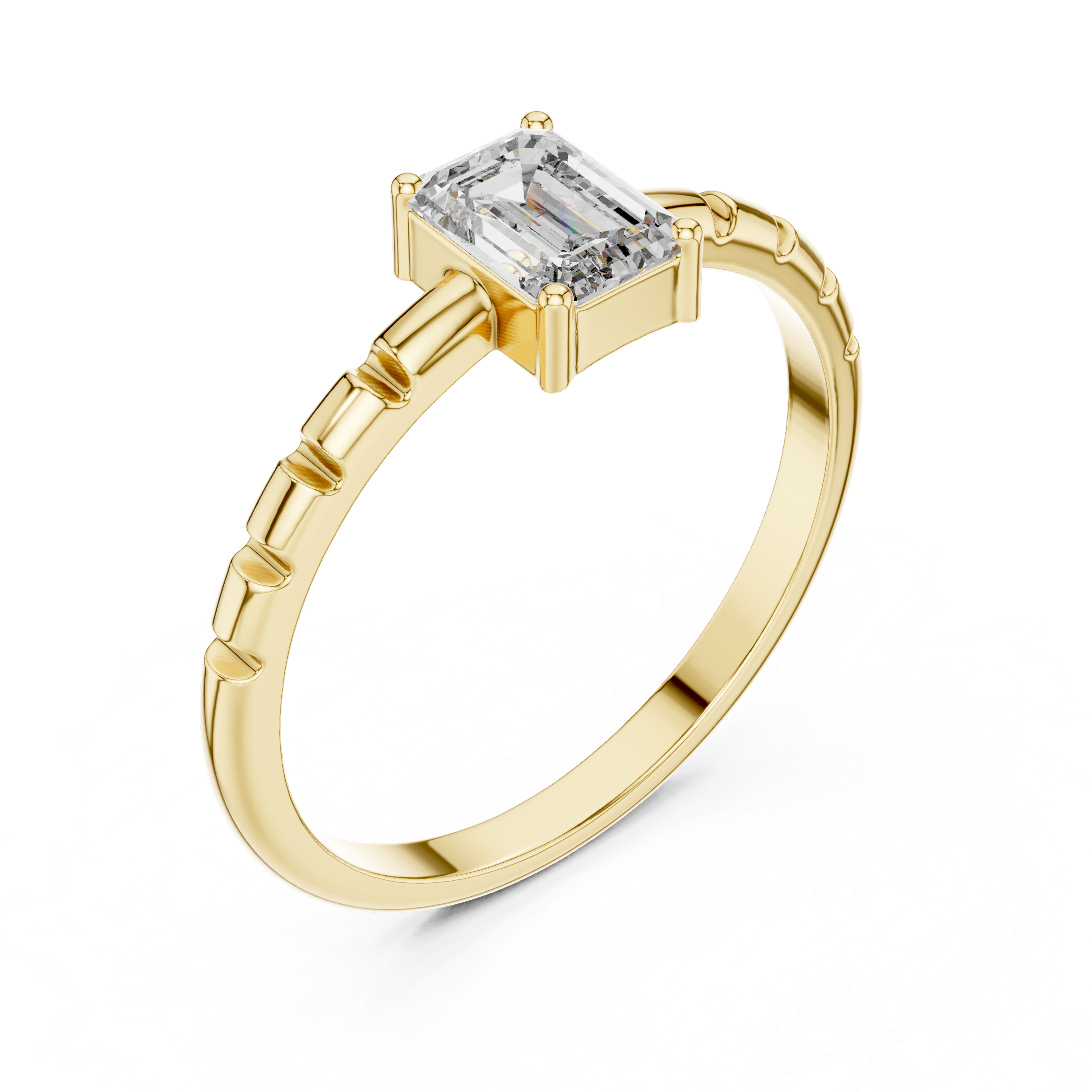 Architectural Emerald Cut Diamond Ring