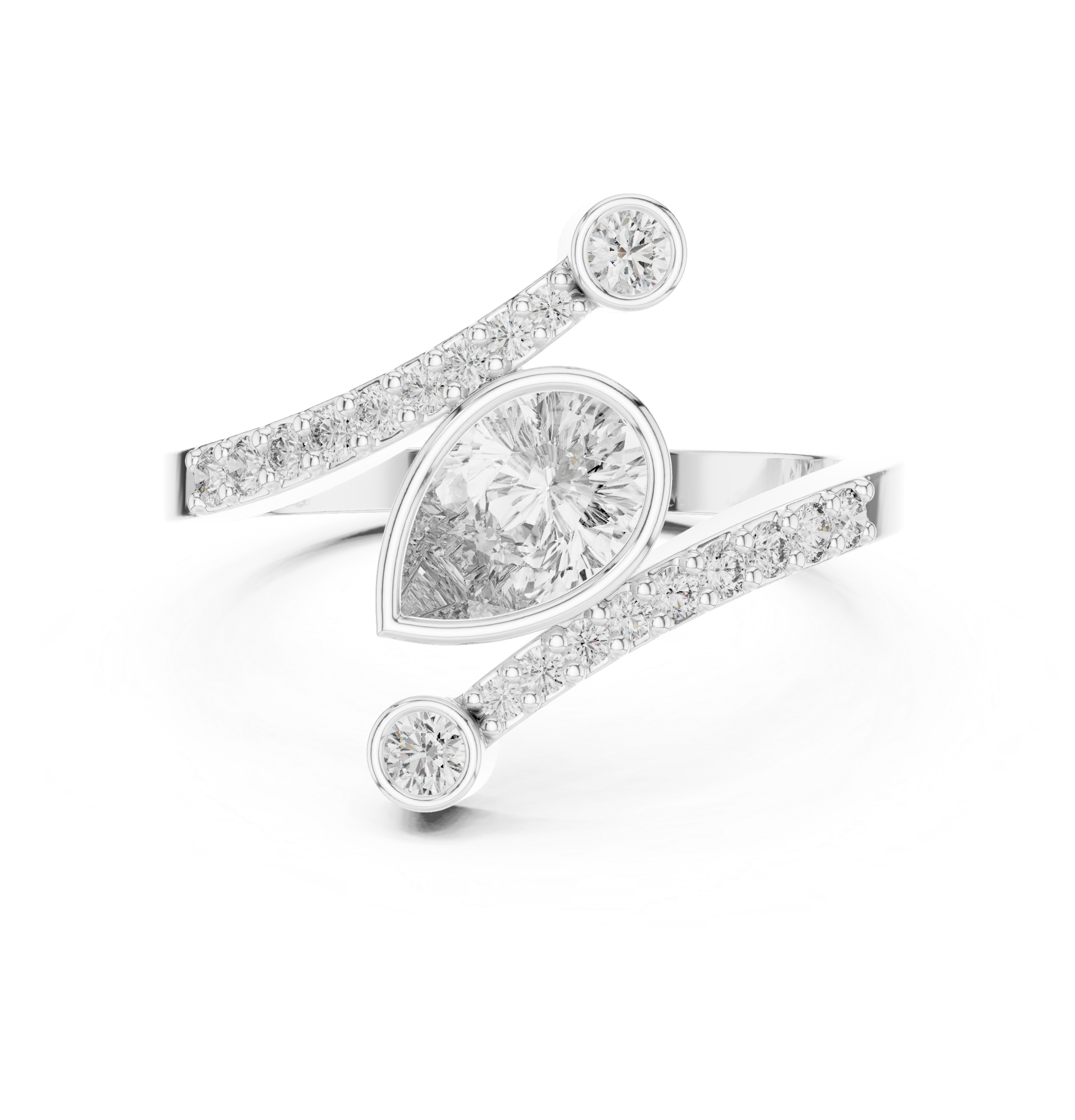 Pear Cut Bezel Bypass Diamond Ring