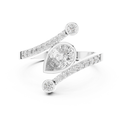 Pear Cut Bezel Bypass Diamond Ring