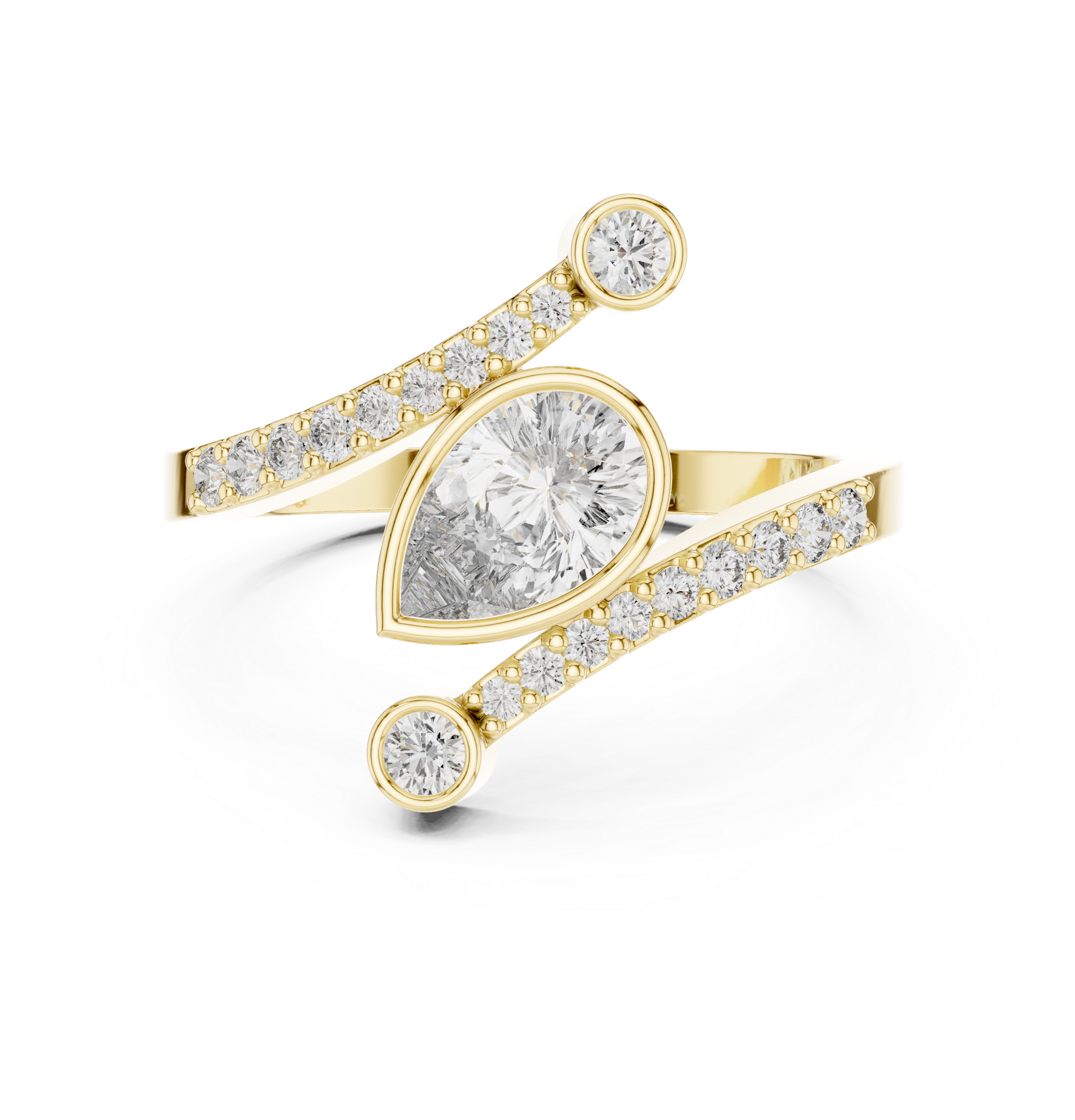 Pear Cut Bezel Bypass Diamond Ring
