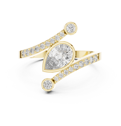 Pear Cut Bezel Bypass Diamond Ring