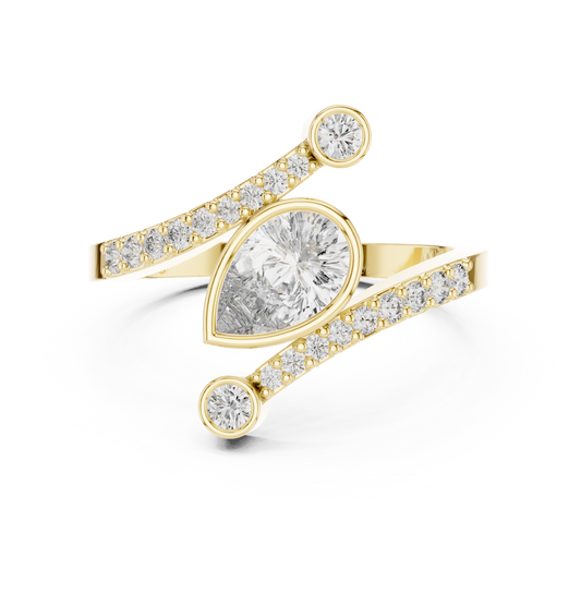 Pear Cut Bezel Bypass Diamond Ring