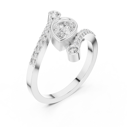Pear Cut Bezel Bypass Diamond Ring