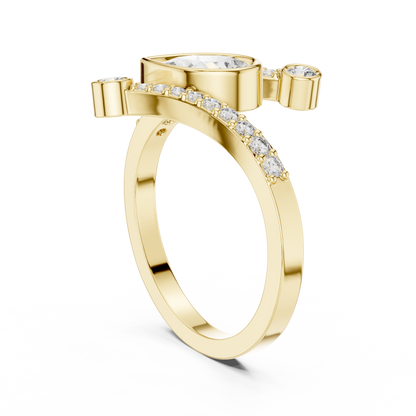 Pear Cut Bezel Bypass Diamond Ring