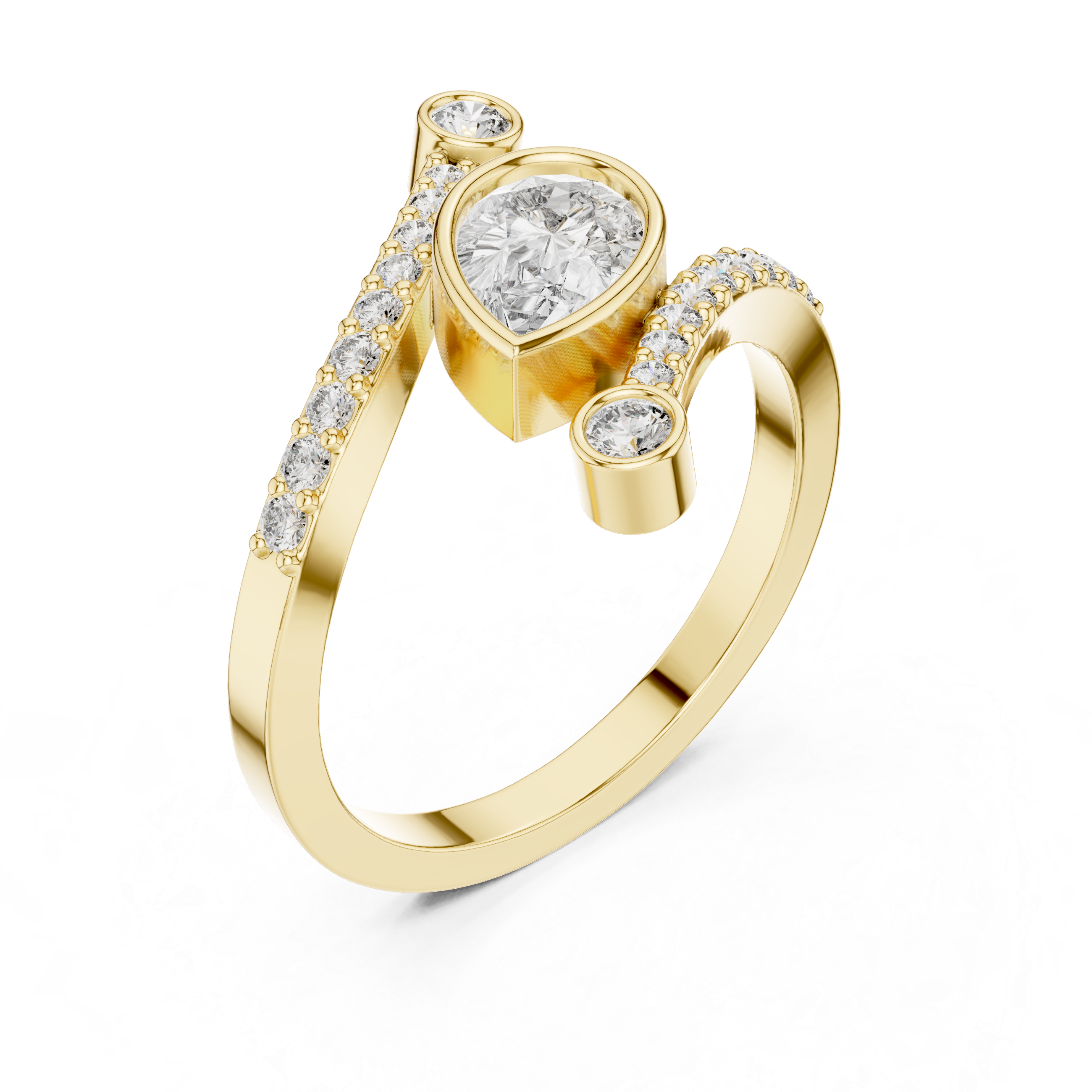 Pear Cut Bezel Bypass Diamond Ring