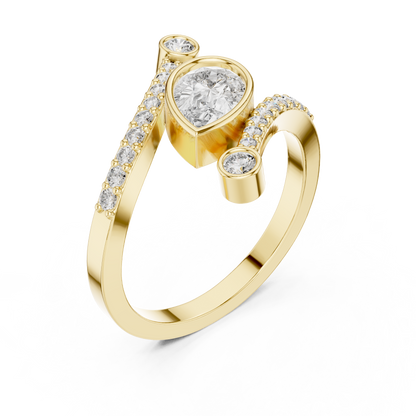 Pear Cut Bezel Bypass Diamond Ring