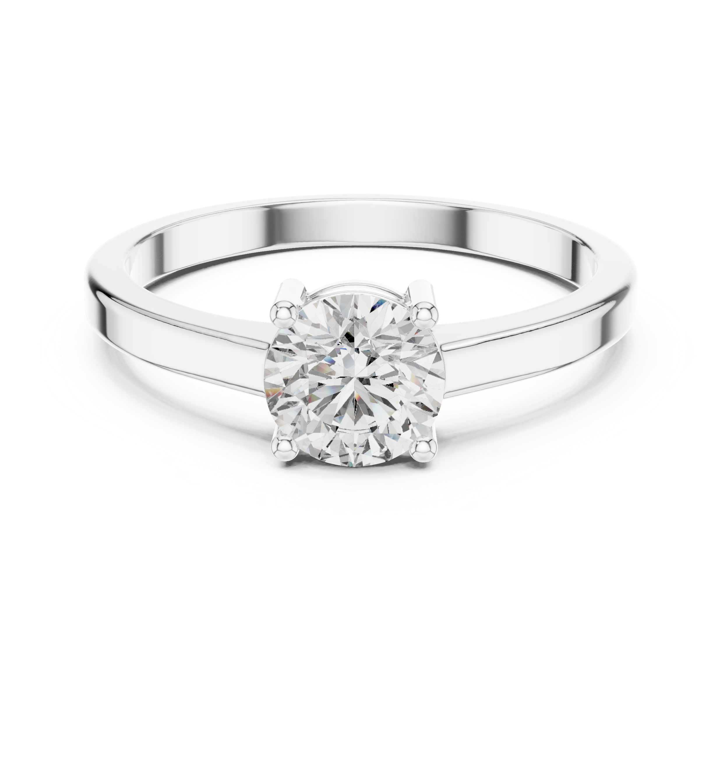 Four-Prong Round Diamond Solitaire Engagement Ring