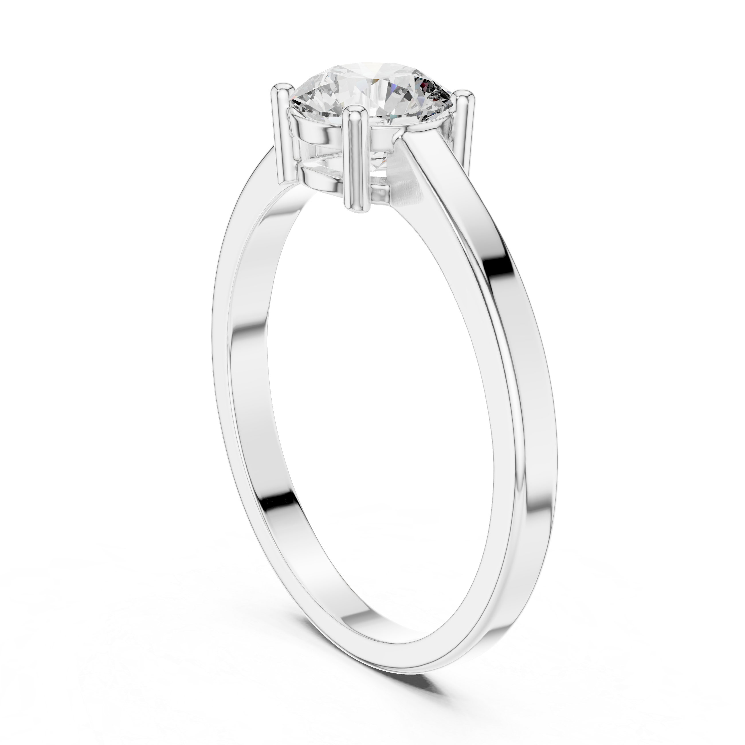 Four-Prong Round Diamond Solitaire Engagement Ring