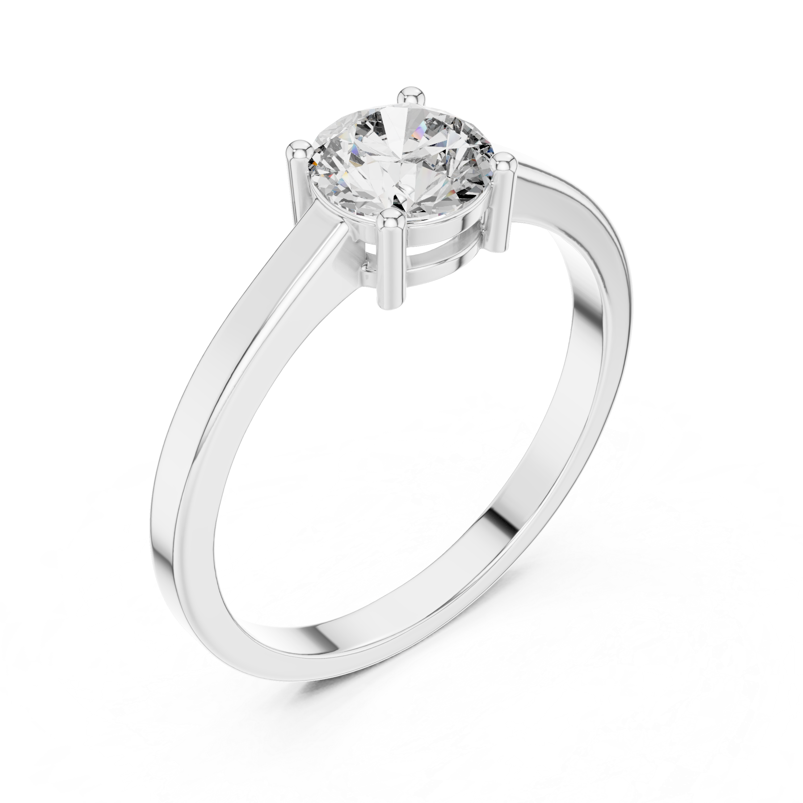 Four-Prong Round Diamond Solitaire Engagement Ring