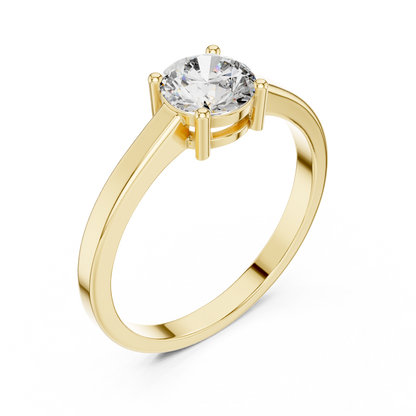 Four-Prong Round Diamond Solitaire Engagement Ring