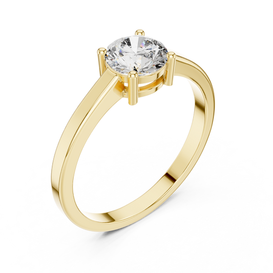 Four-Prong Round Diamond Solitaire Engagement Ring