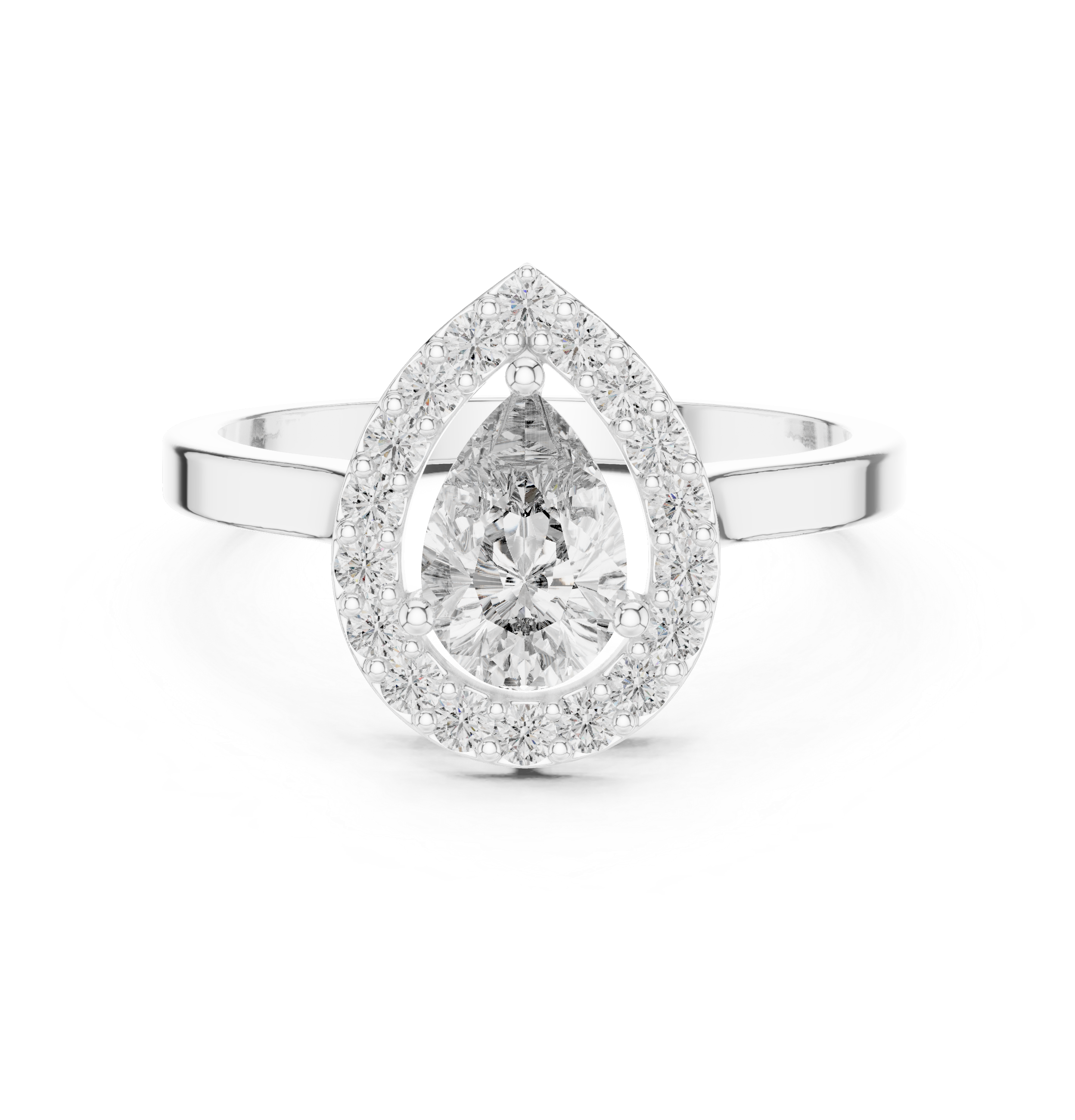 Classic Pear Cut Halo Engagement Ring