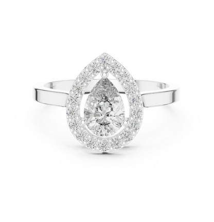 Classic Pear Cut Halo Engagement Ring