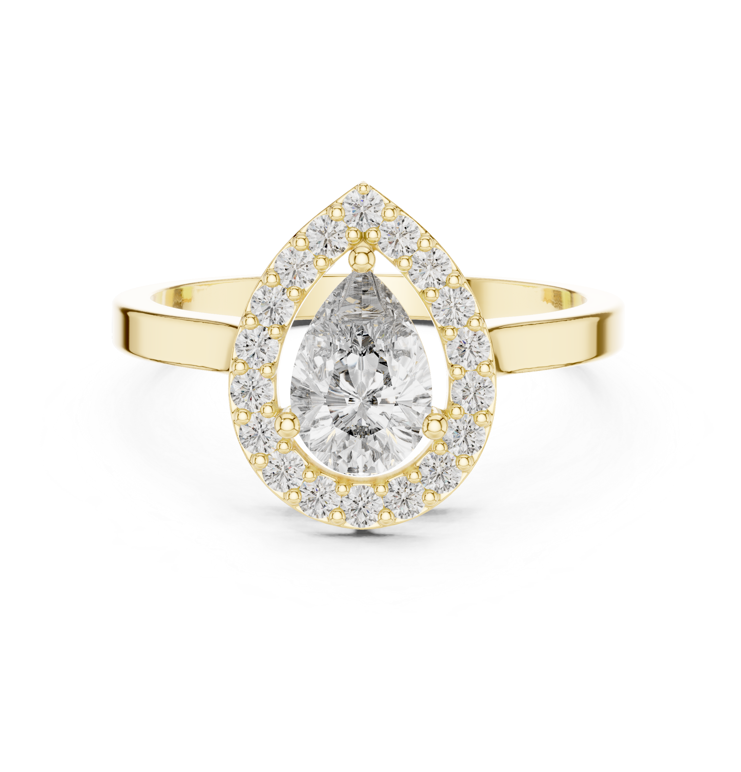 Classic Pear Cut Halo Engagement Ring