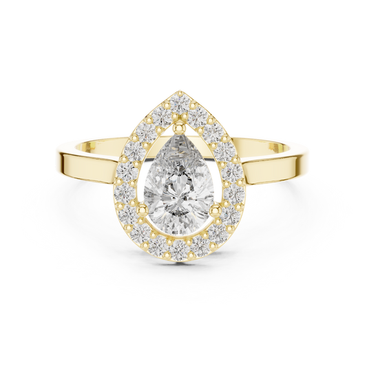 Classic Pear Cut Halo Engagement Ring