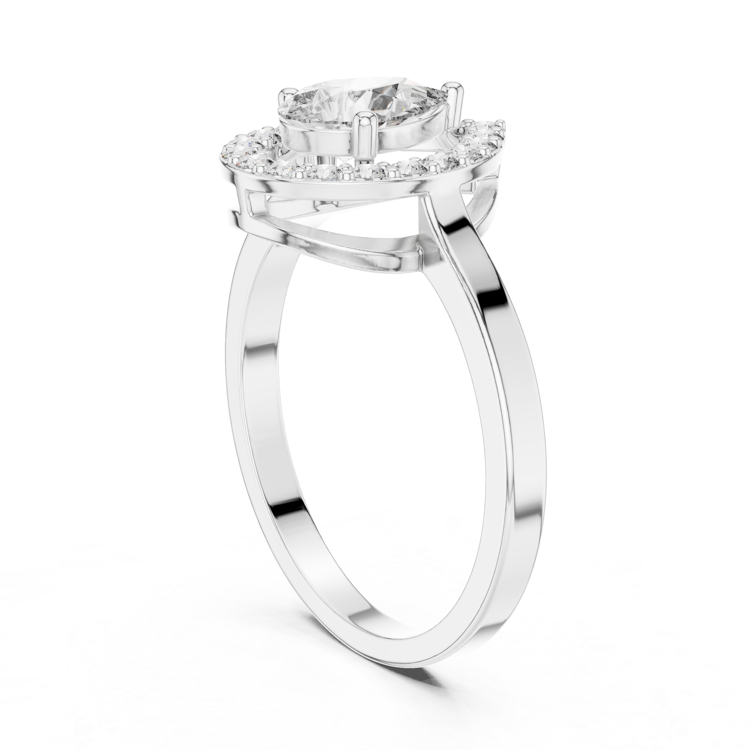Classic Pear Cut Halo Engagement Ring