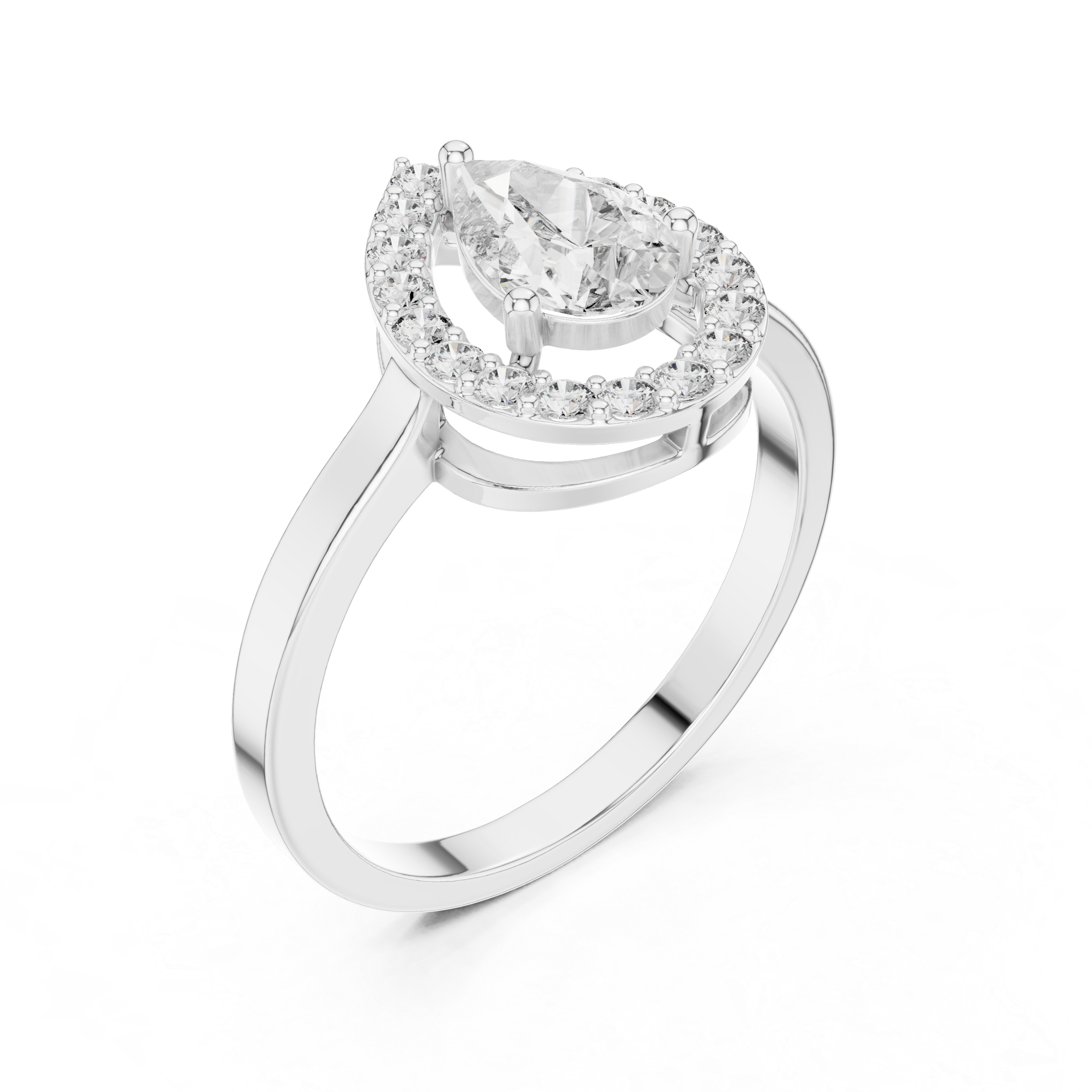 Classic Pear Cut Halo Engagement Ring