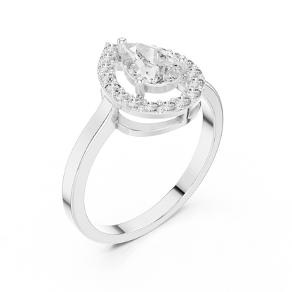 Classic Pear Cut Halo Engagement Ring