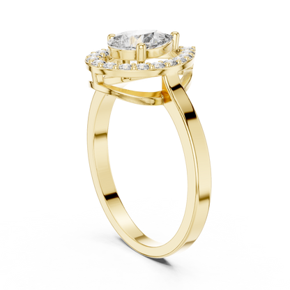 Classic Pear Cut Halo Engagement Ring