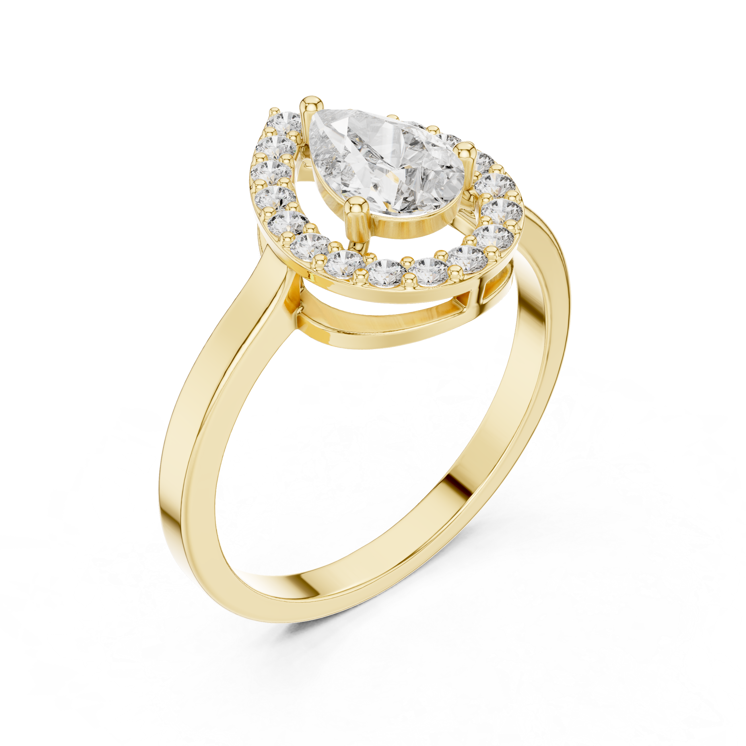 Classic Pear Cut Halo Engagement Ring