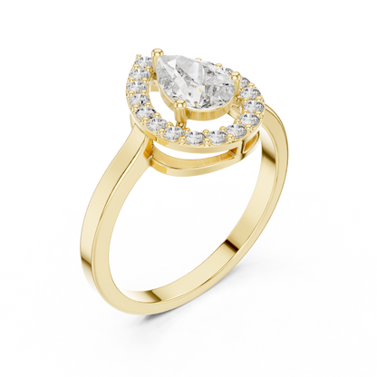 Classic Pear Cut Halo Engagement Ring