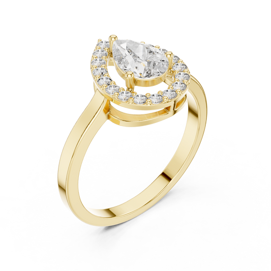 Classic Pear Cut Halo Engagement Ring
