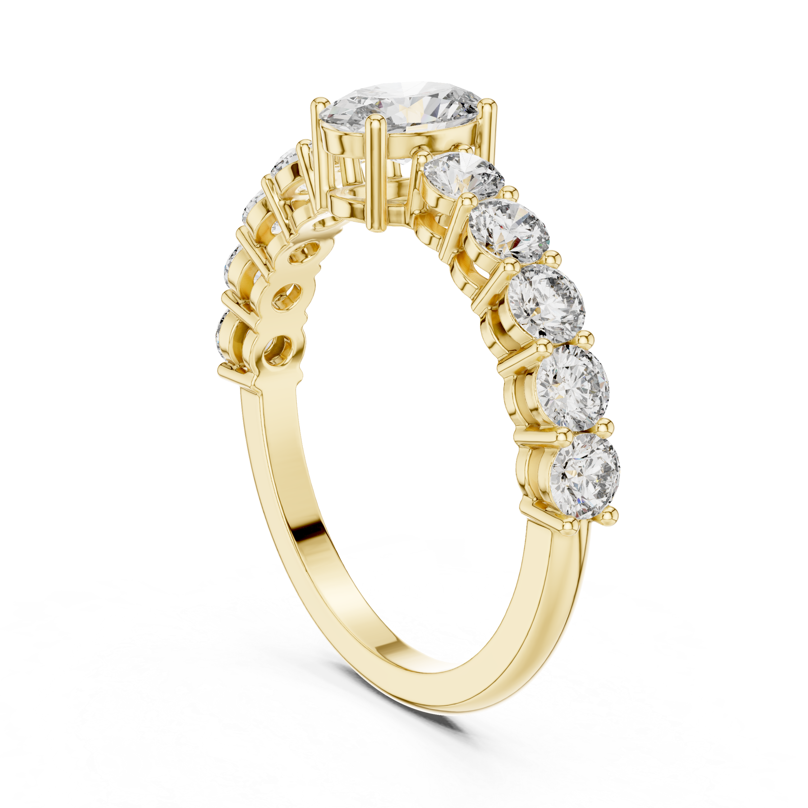 Classic Oval Solitaire Ring with Shared-Prong Diamond Band