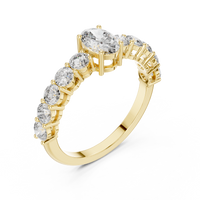 Classic Oval Solitaire Ring with Shared-Prong Diamond Band