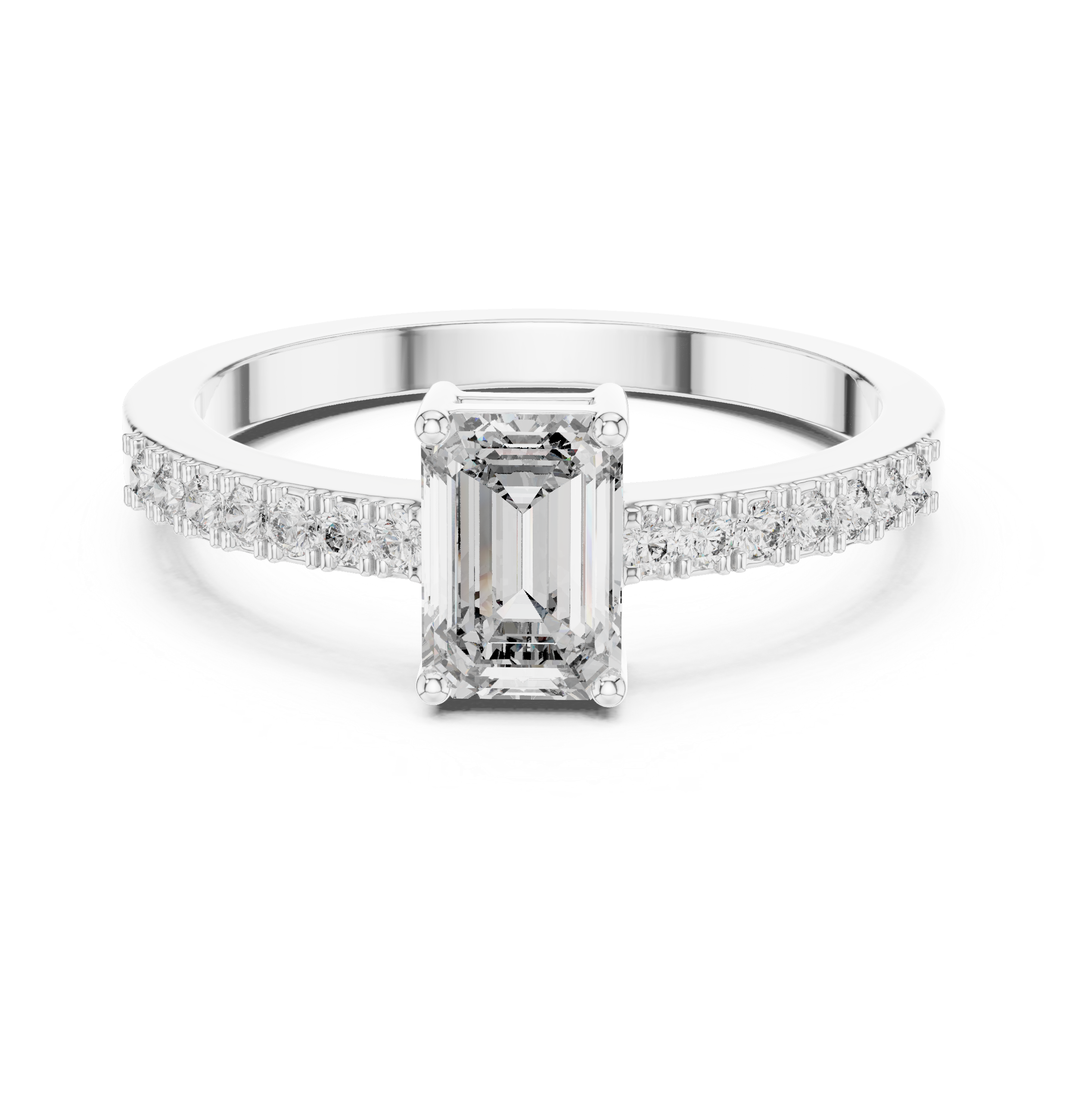 Classic Emerald Cut Pavé Engagement Ring