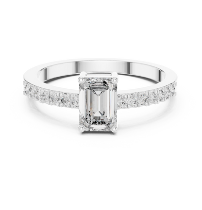 Classic Emerald Cut Pavé Engagement Ring