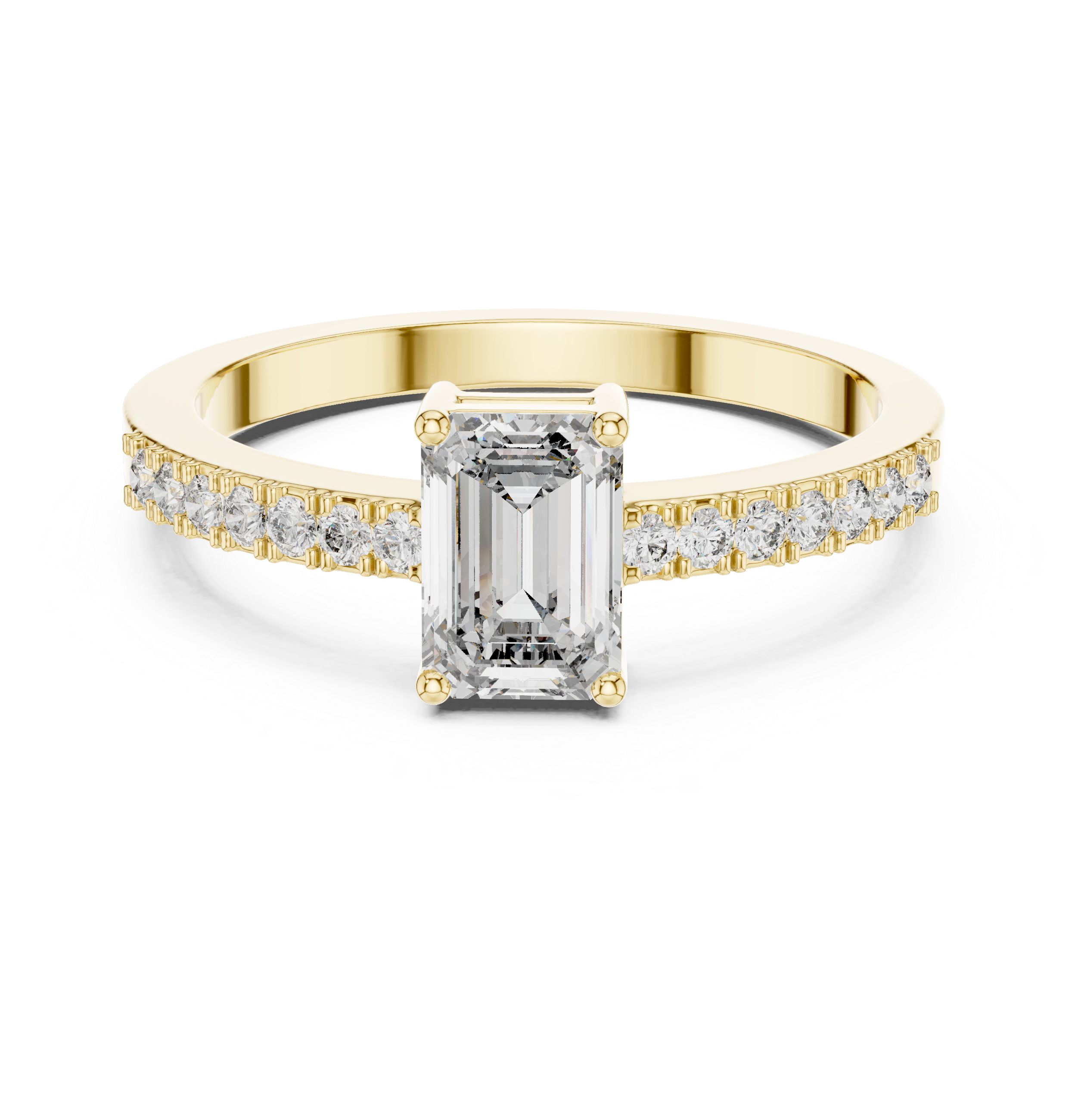 Classic Emerald Cut Pavé Engagement Ring