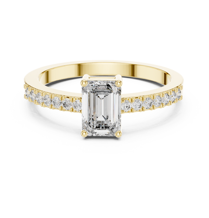 Classic Emerald Cut Pavé Engagement Ring