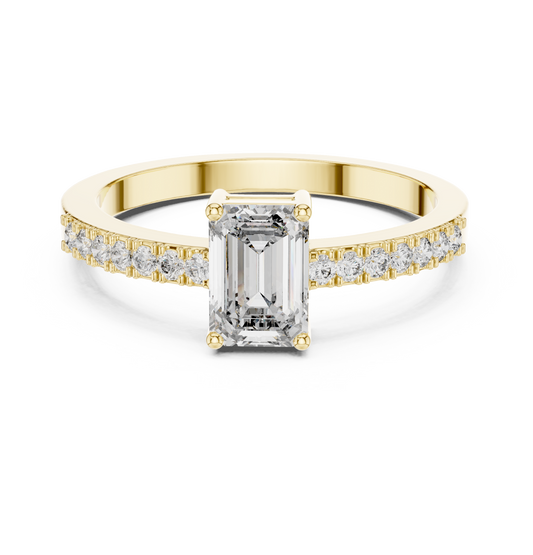 Classic Emerald Cut Pavé Engagement Ring