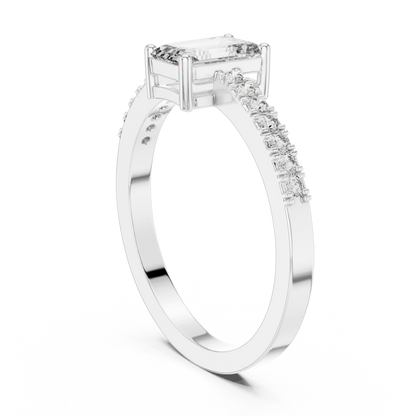 Classic Emerald Cut Pavé Engagement Ring
