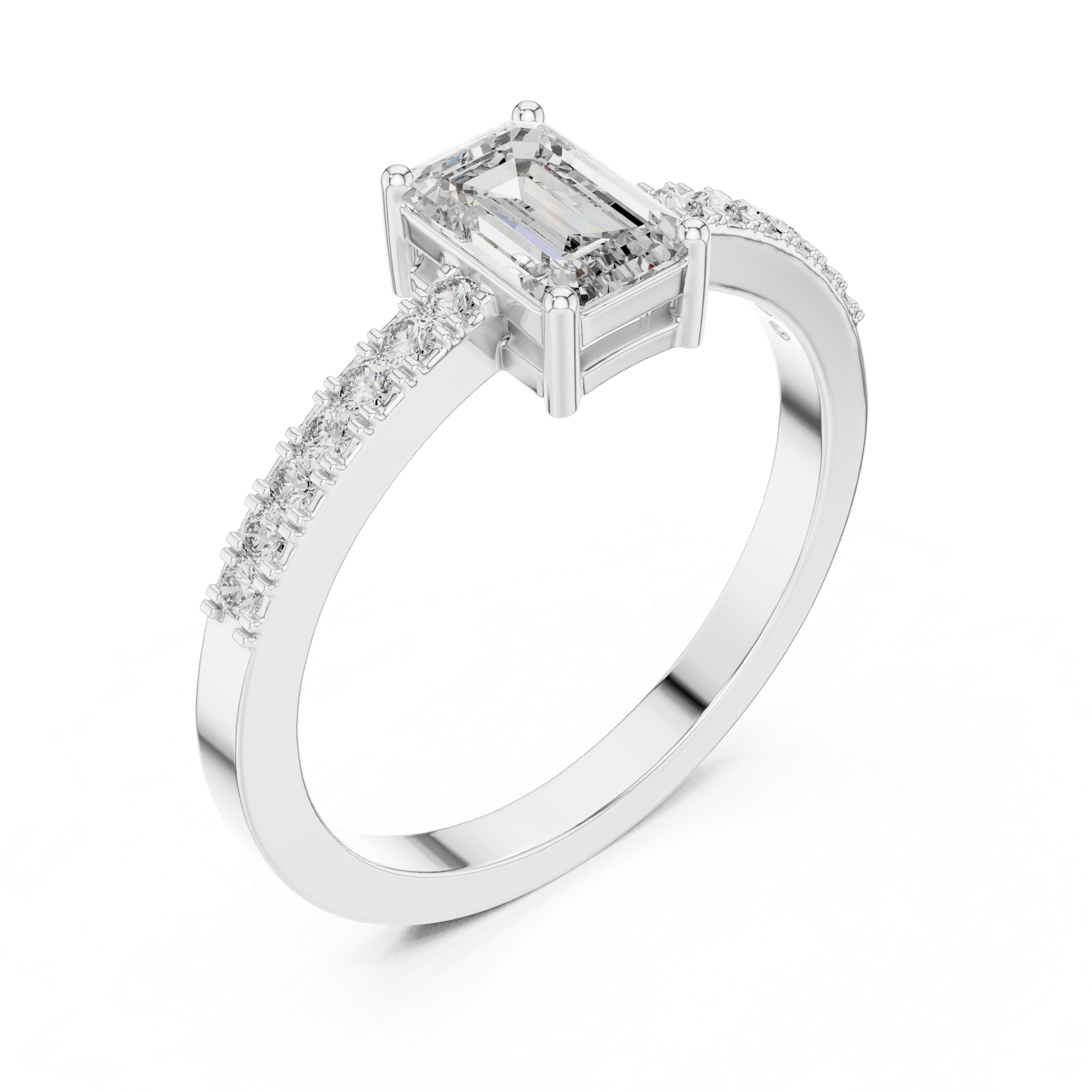 Classic Emerald Cut Pavé Engagement Ring