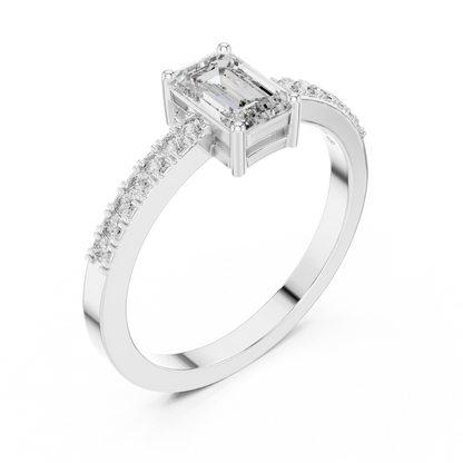 Classic Emerald Cut Pavé Engagement Ring