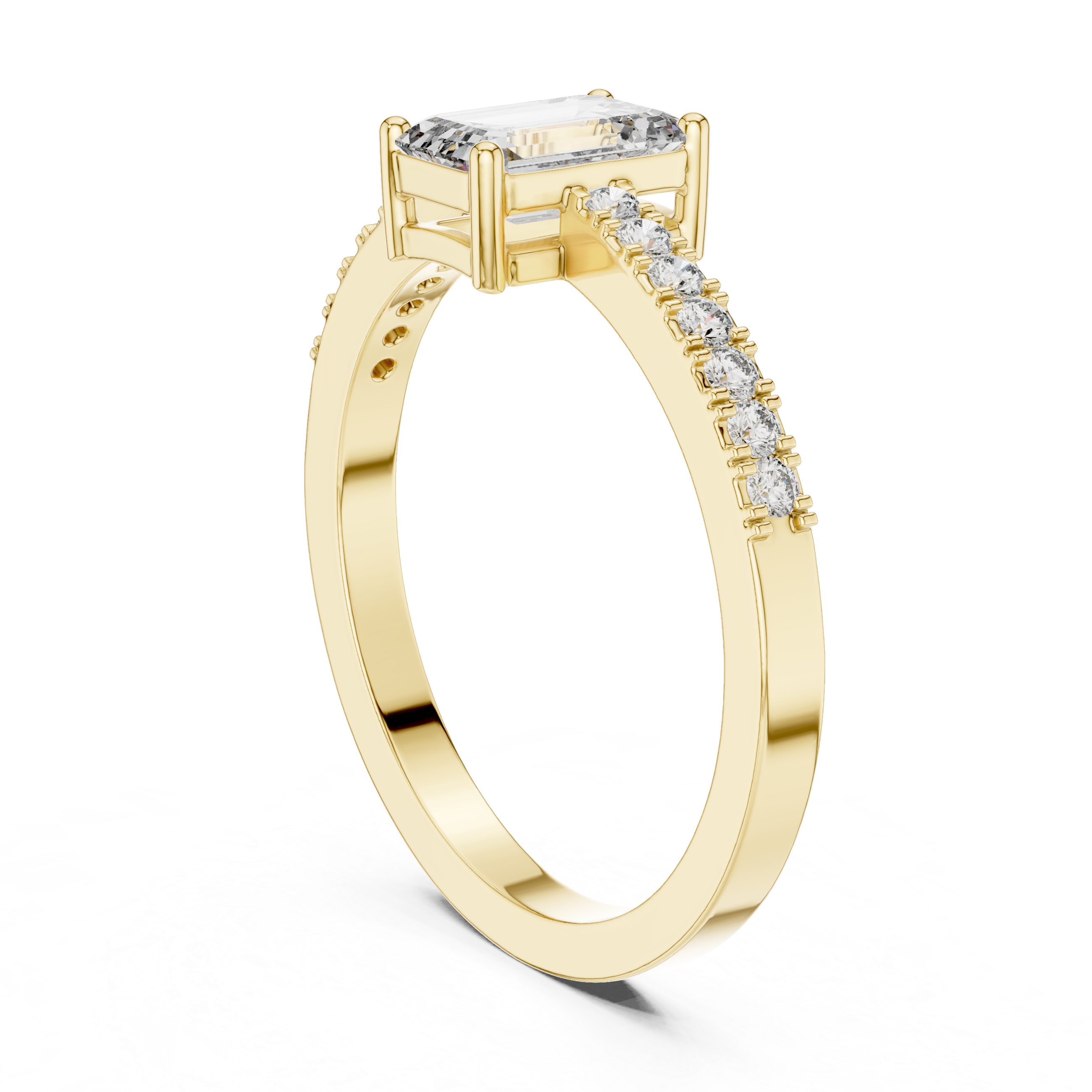 Classic Emerald Cut Pavé Engagement Ring