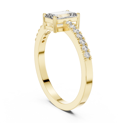 Classic Emerald Cut Pavé Engagement Ring