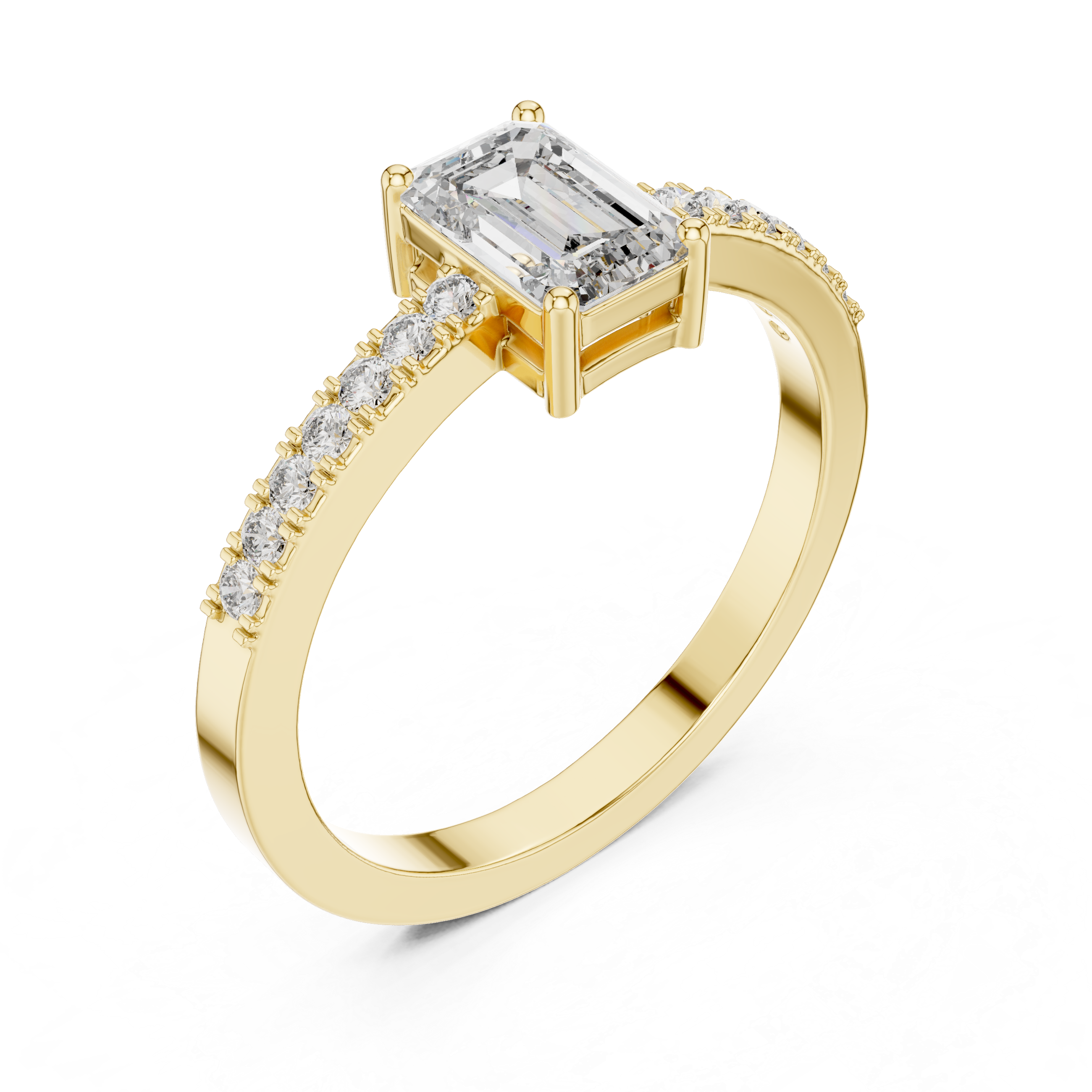 Classic Emerald Cut Pavé Engagement Ring