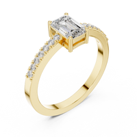 Classic Emerald Cut Pavé Engagement Ring