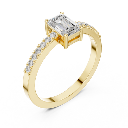 Classic Emerald Cut Pavé Engagement Ring