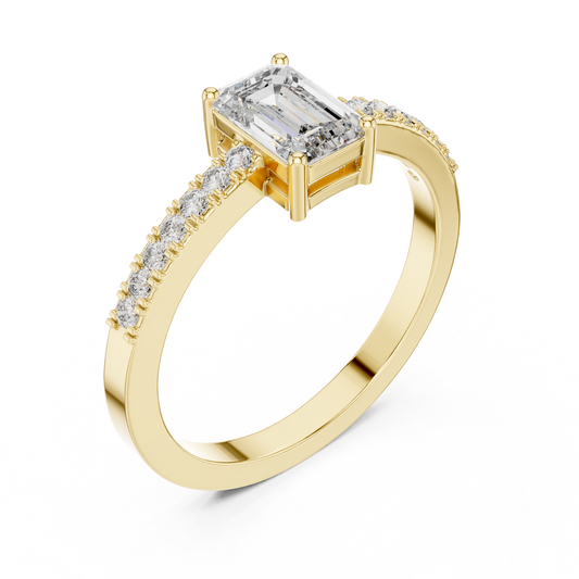 Classic Emerald Cut Pavé Engagement Ring