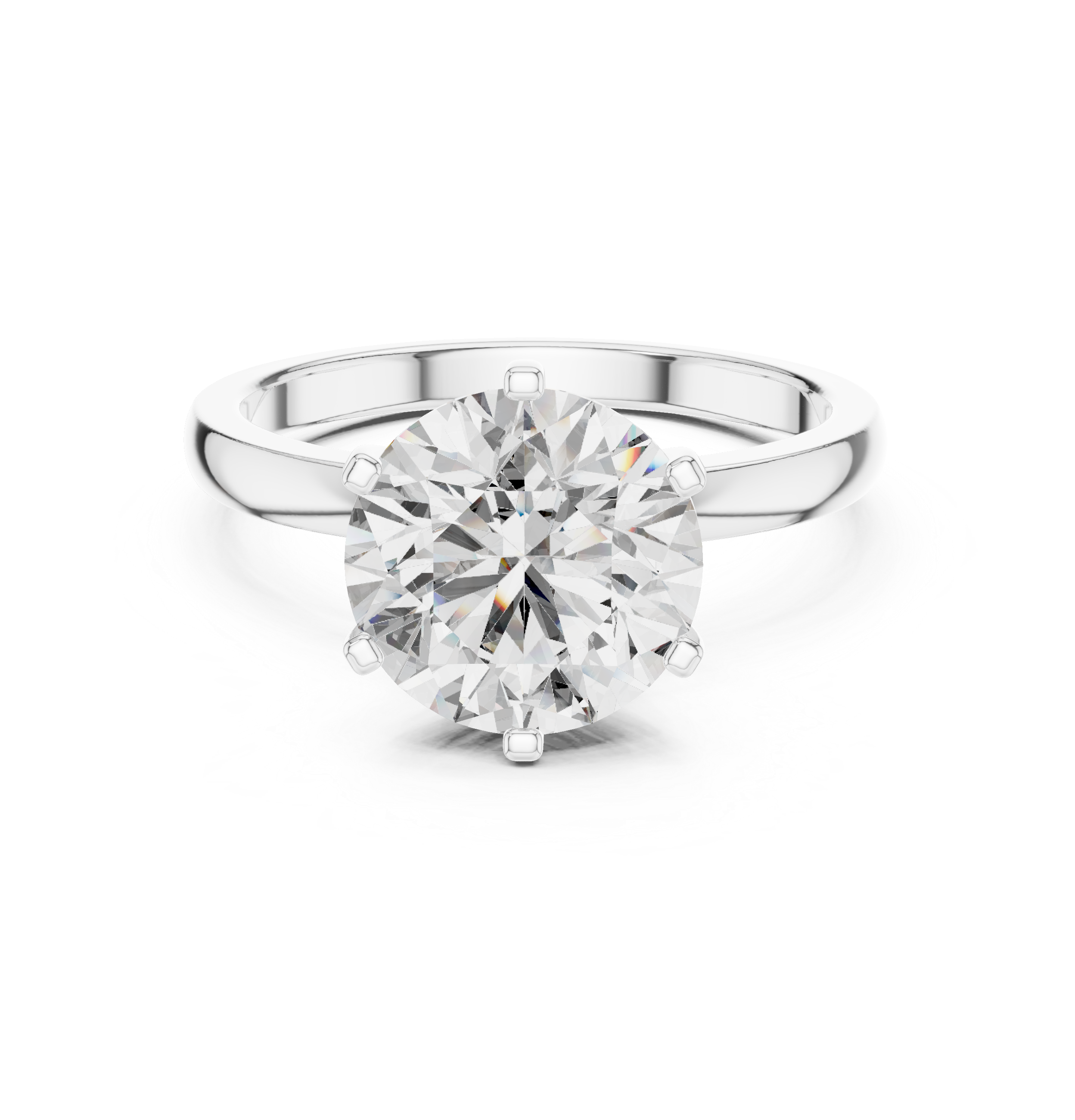 Tulip Crown Round Diamond Solitaire Ring